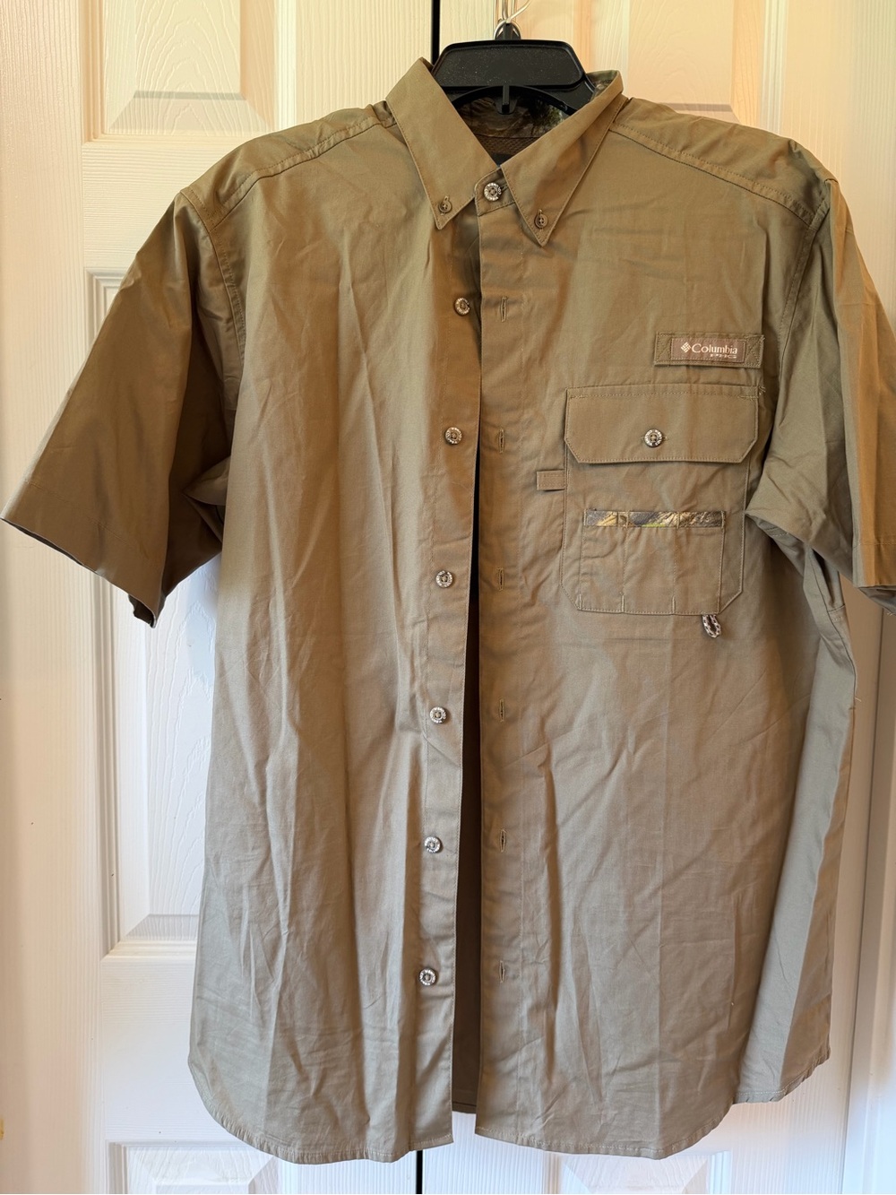 Columbia Men's Short-Sleeve Button-Up Shirt - Olive Green Size M